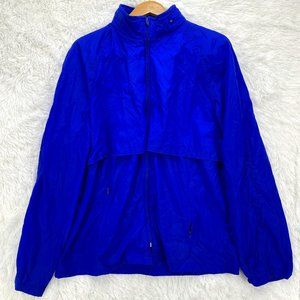 Vintage HARBOR VIEW Men's Casual Retro Windbreaker Full Zip Blue Jacket Sz L 90s